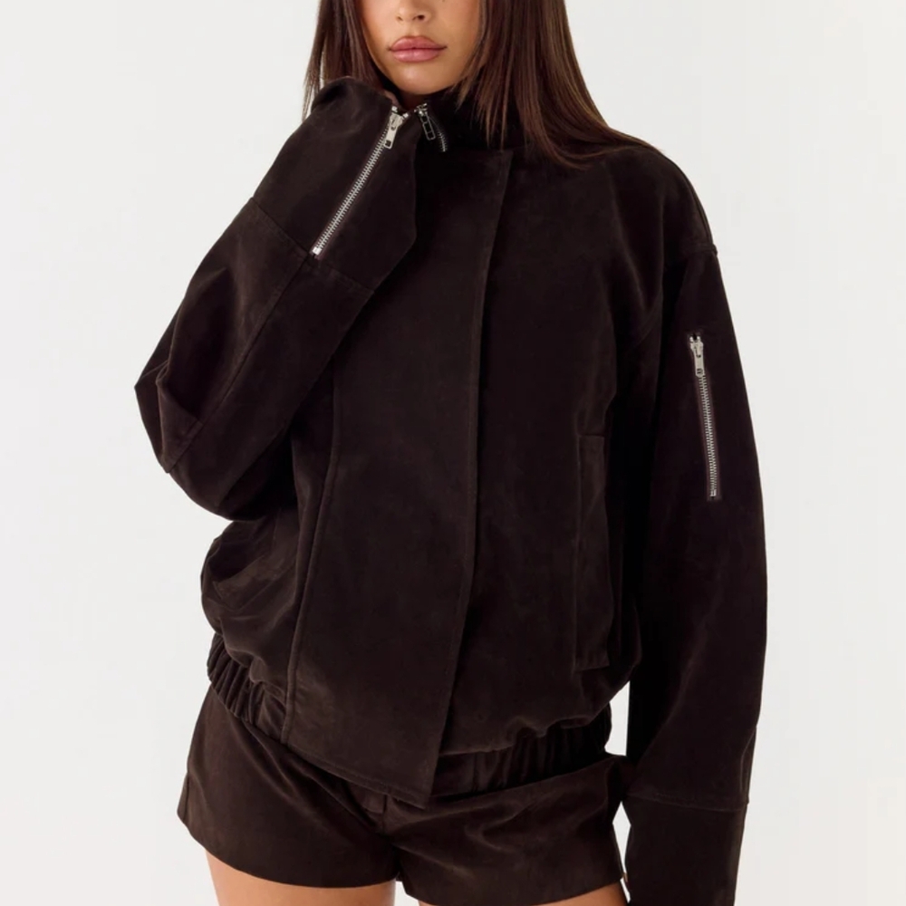 Chocolate Brown Faux Suede Jacket